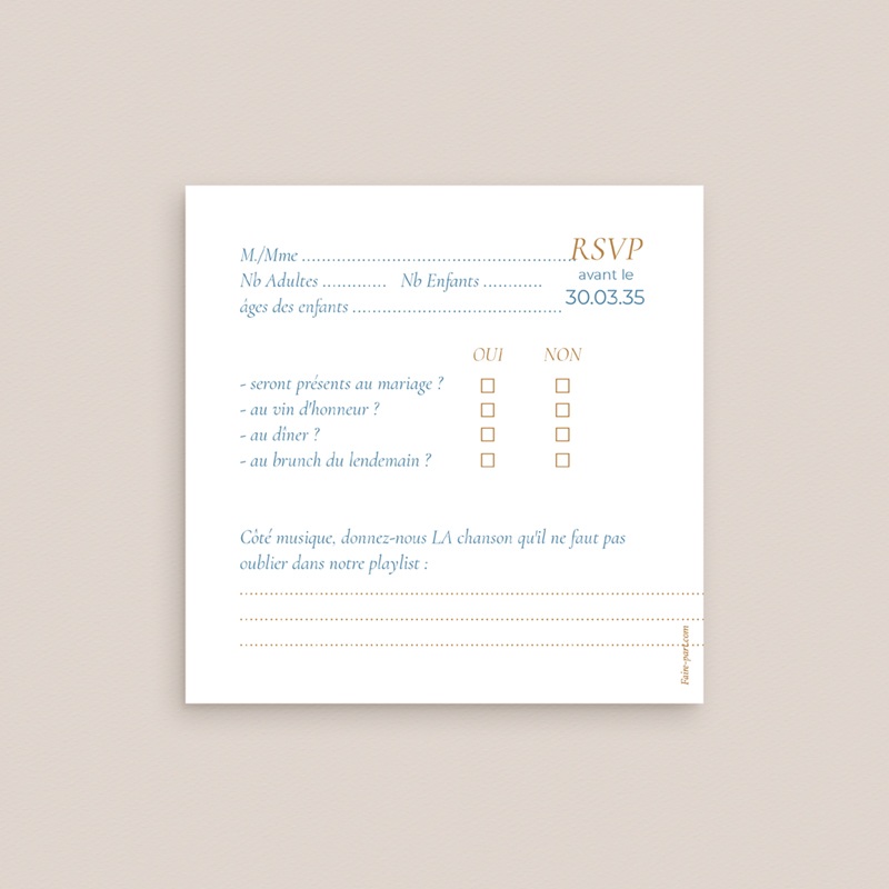 Carton r&eacute;ponse mariage Love birds pas cher