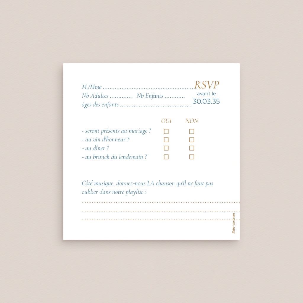 Carton r&eacute;ponse mariage Love birds pas cher