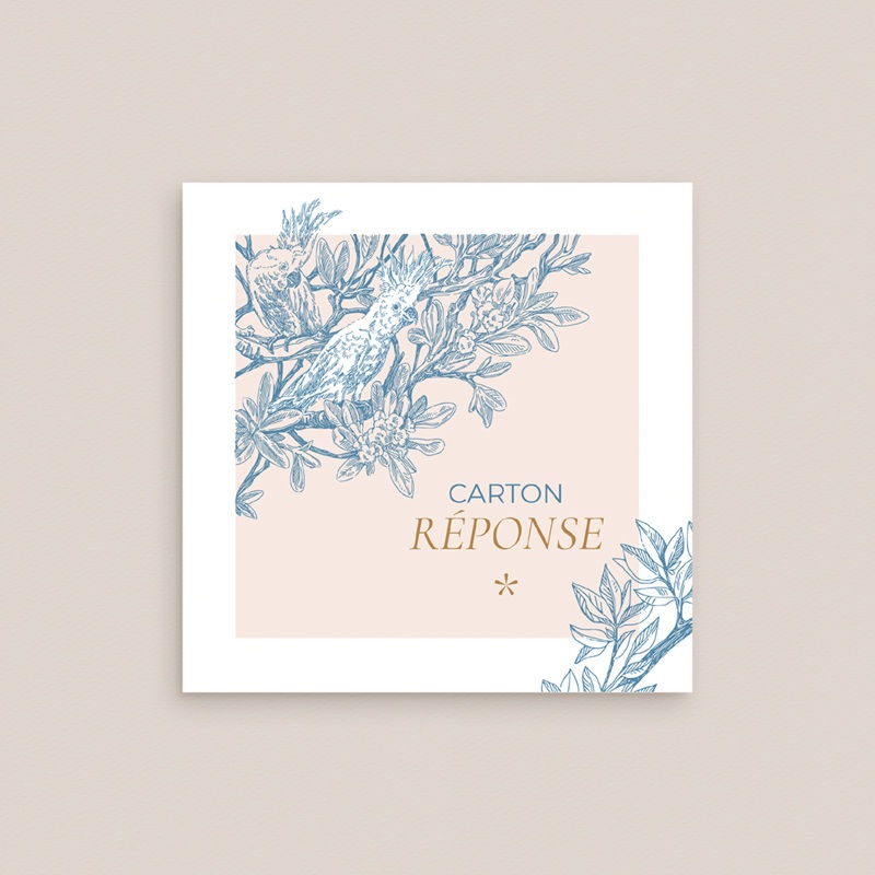 Carton r&eacute;ponse mariage Love birds gratuit