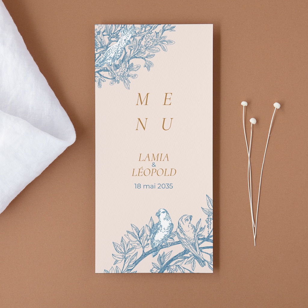 Menu mariage Love birds