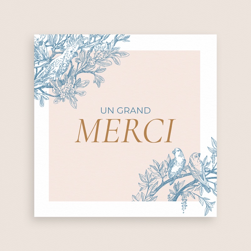 Carte de remerciement mariage Love birds gratuit