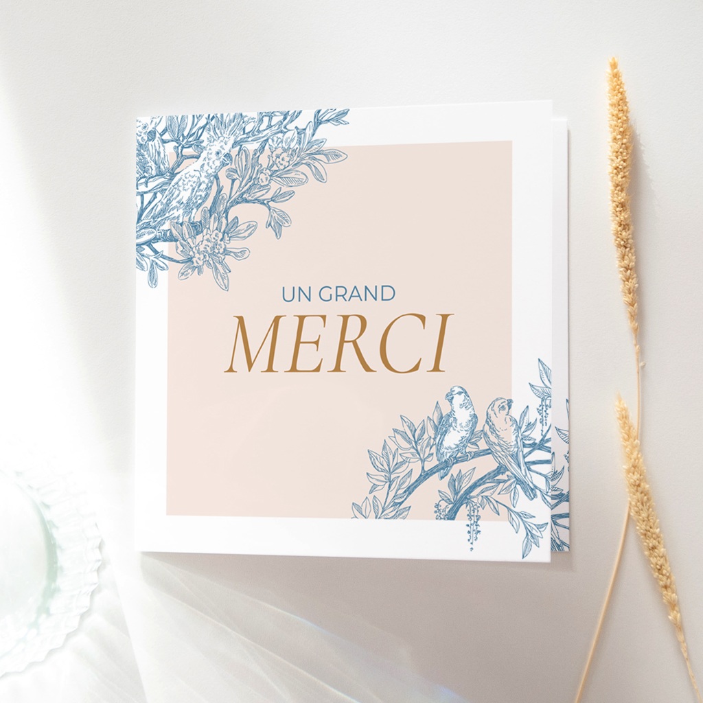 Carte de remerciement mariage Love birds