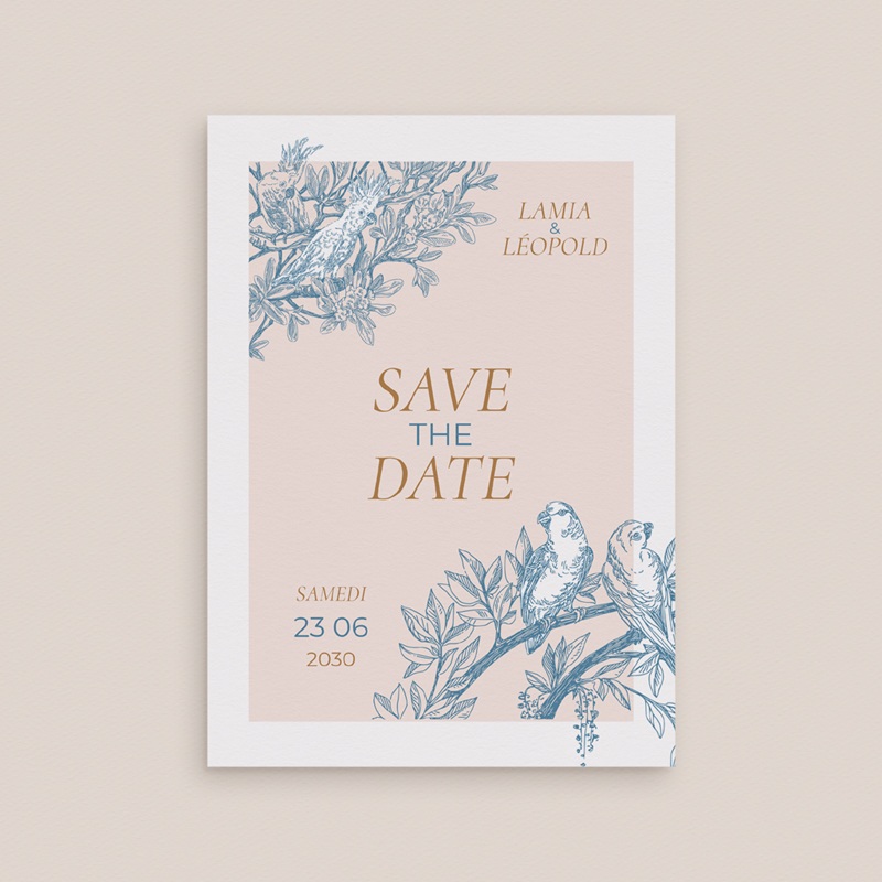 Save-the-date mariage Love birds gratuit