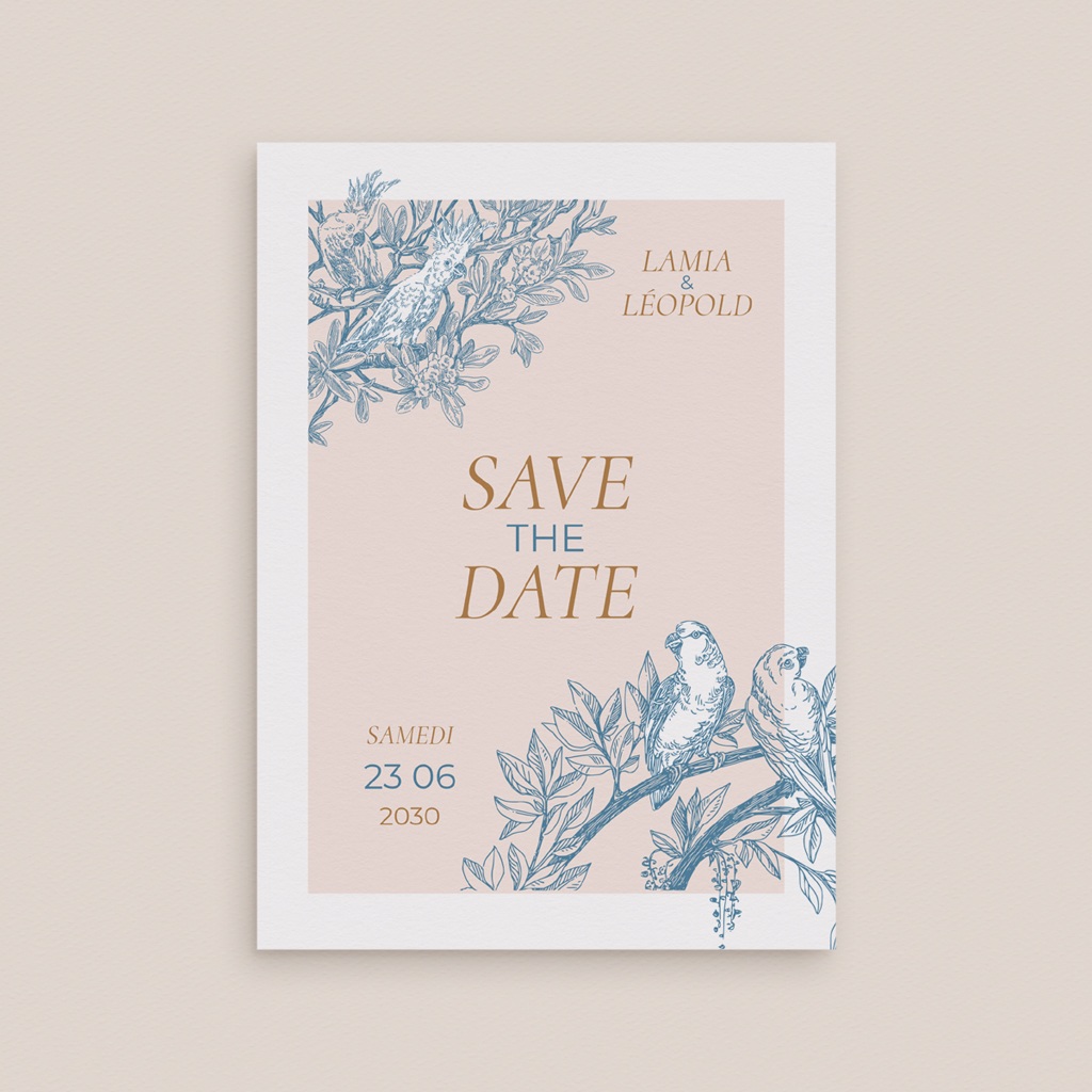 Save-the-date mariage Love birds gratuit