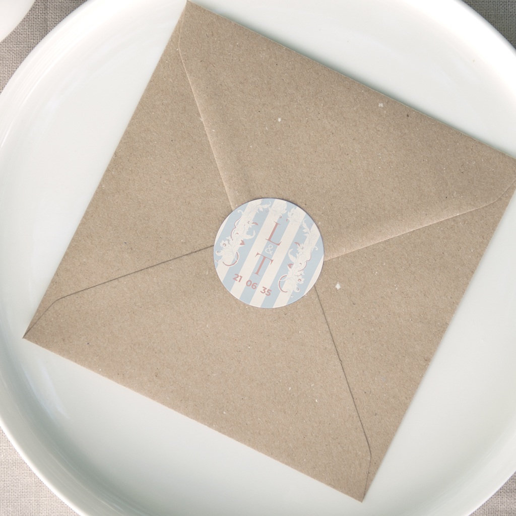 Etiquette enveloppes mariage Douce romance