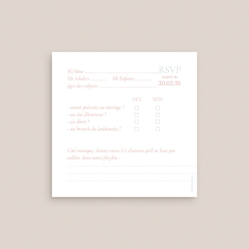 Carton réponse mariage Douce romance pas cher