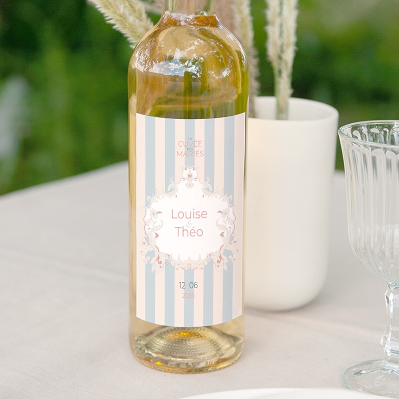 Etiquette bouteille mariage Douce romance