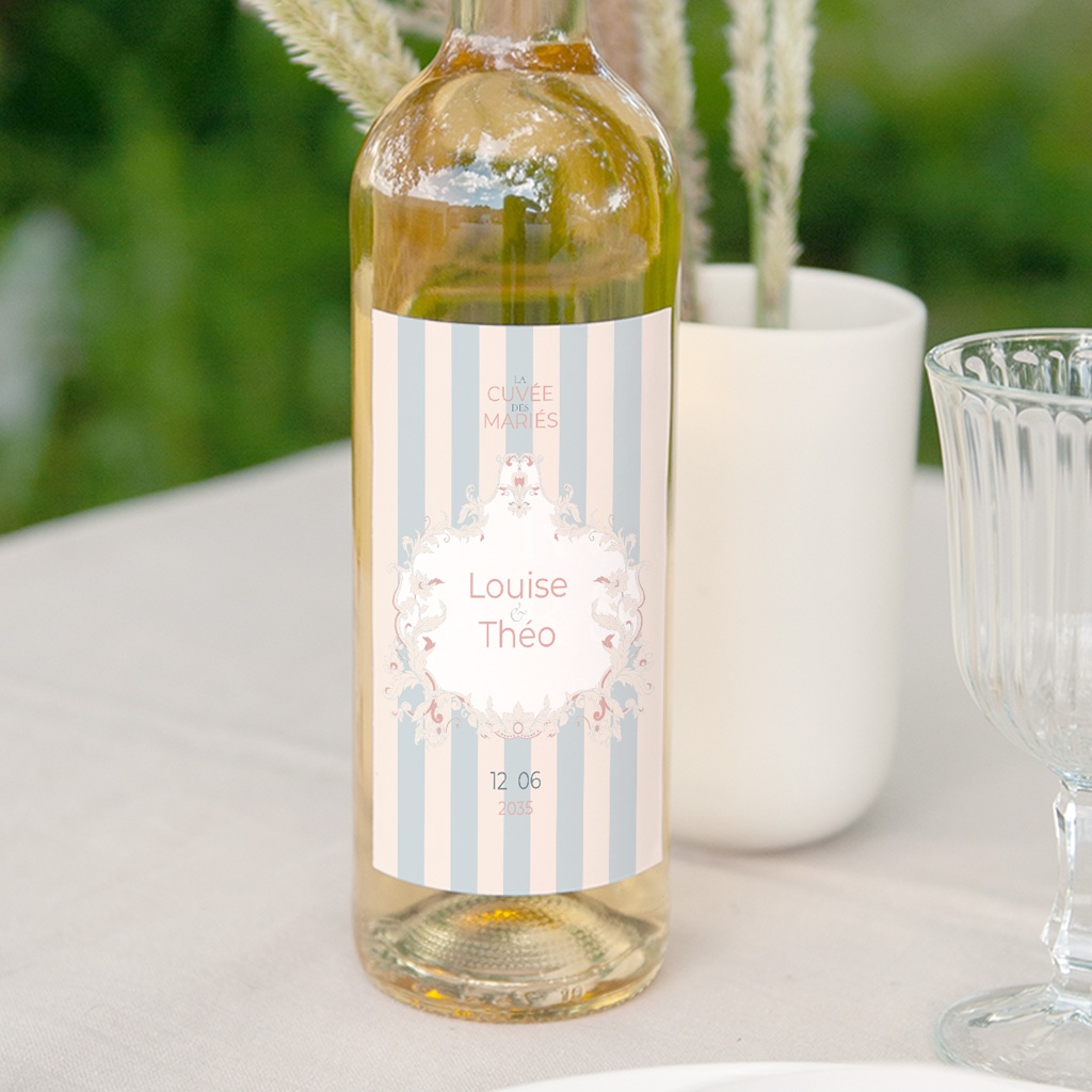 Etiquette bouteille mariage Douce romance