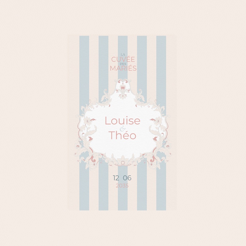 Etiquette bouteille mariage Douce romance pas cher