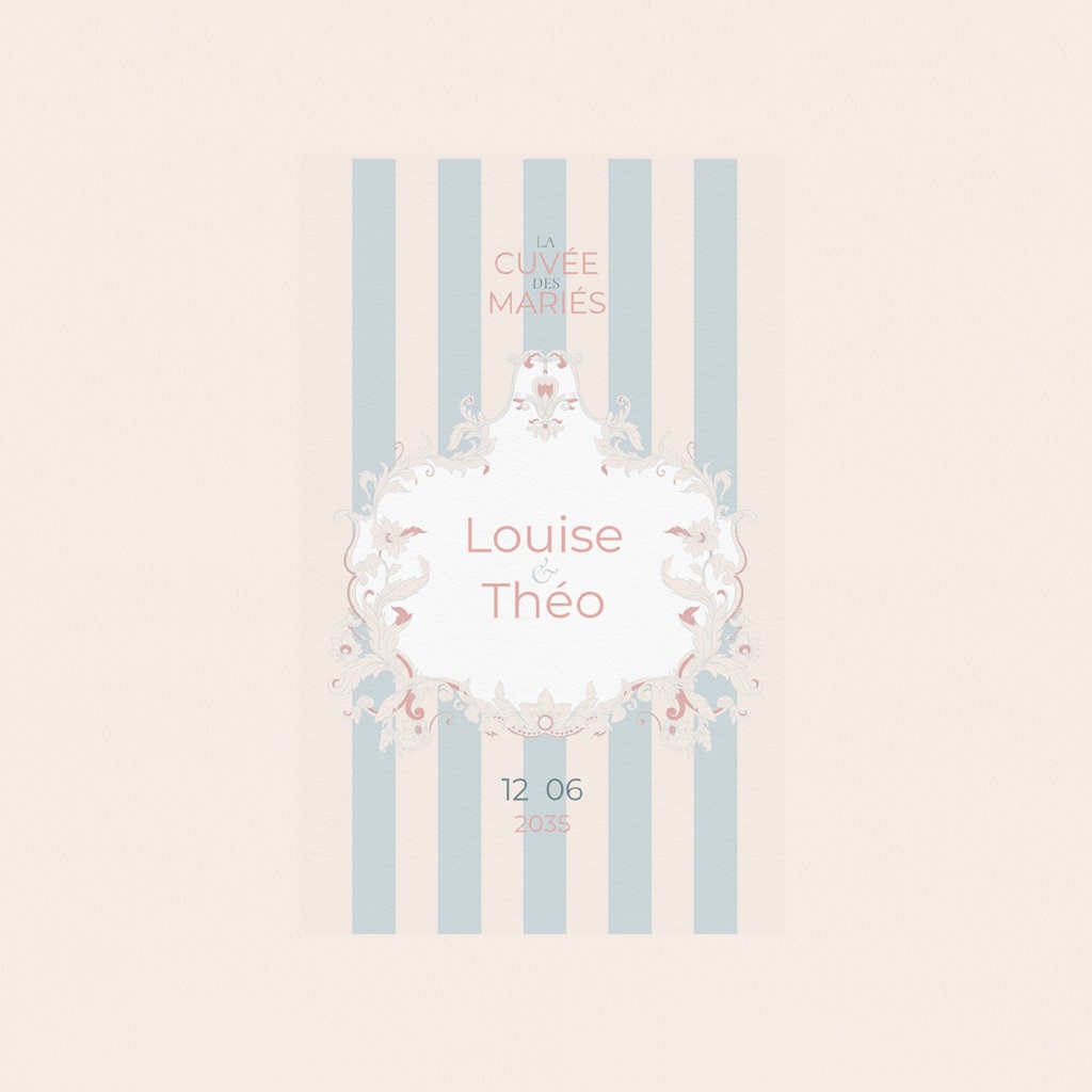 Etiquette bouteille mariage Douce romance pas cher