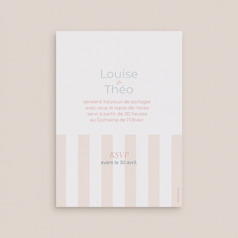 Carte d'invitation mariage Douce romance pas cher