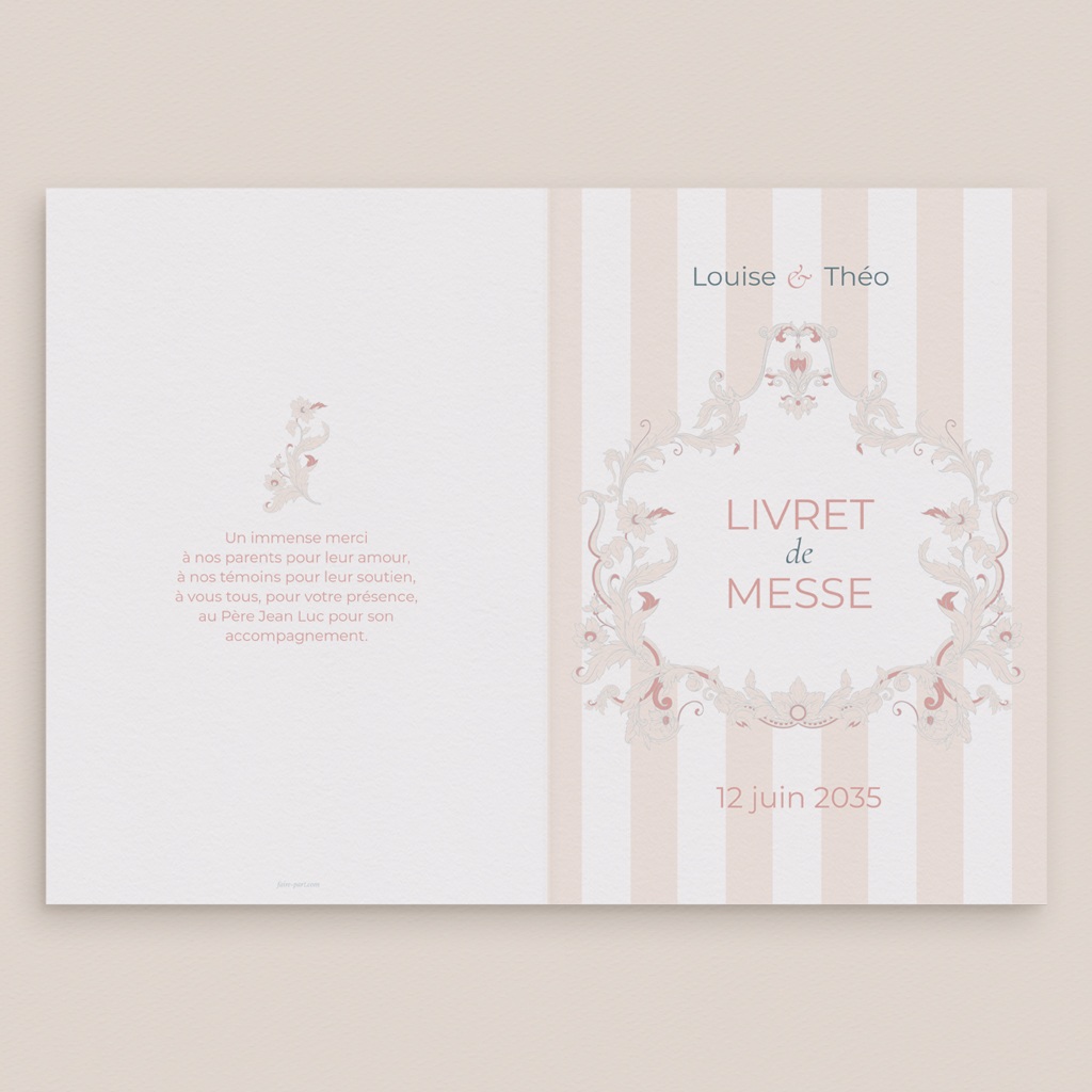 Livret de messe mariage Douce romance gratuit