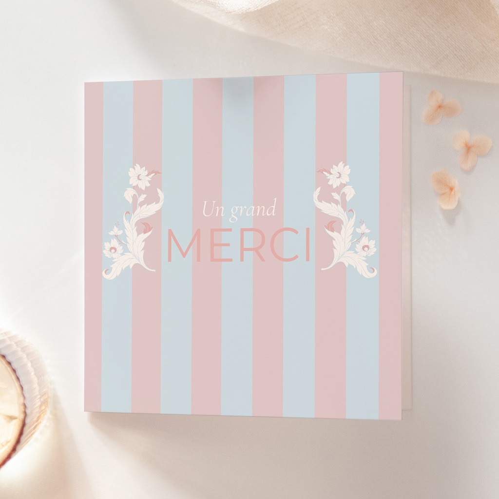 Carte de remerciement mariage Douce romance