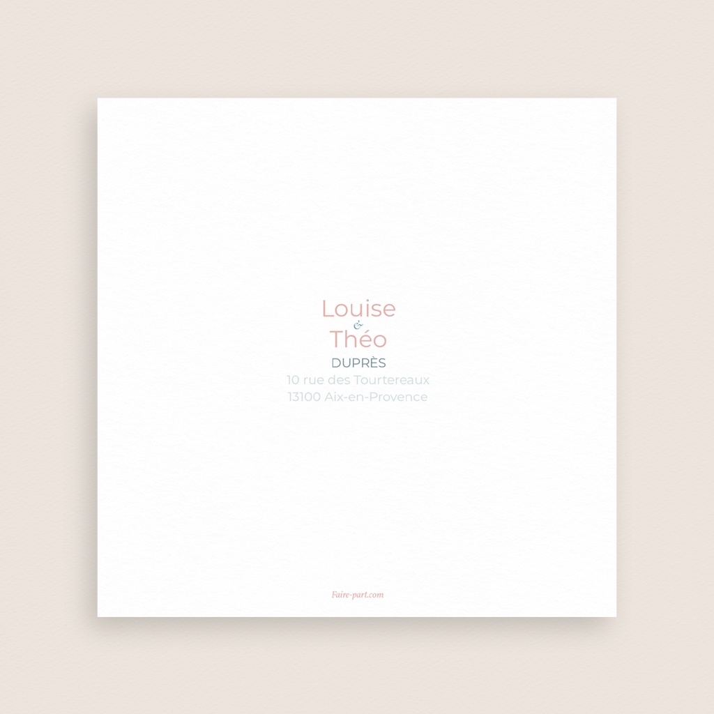 Carte de remerciement mariage Douce romance