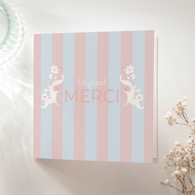 Carte de remerciement mariage Douce romance