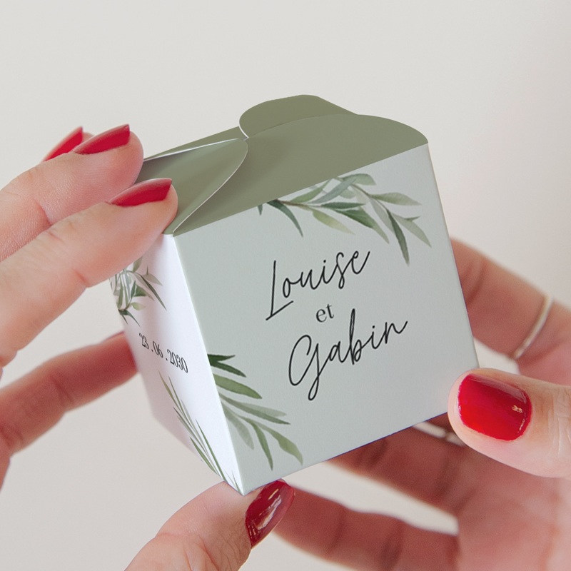 Boites à dragées Feuillage d'olivier pas cher