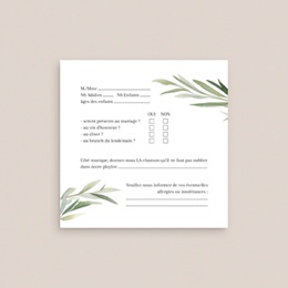 Carton réponse mariage Feuillage d'olivier pas cher