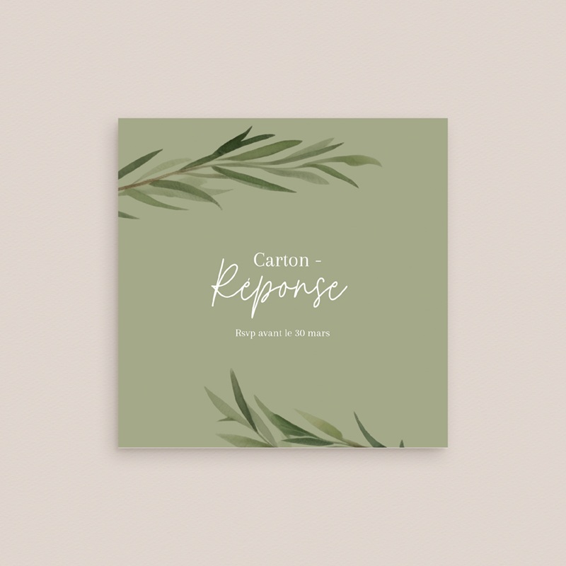 Carton réponse mariage Feuillage d'olivier gratuit