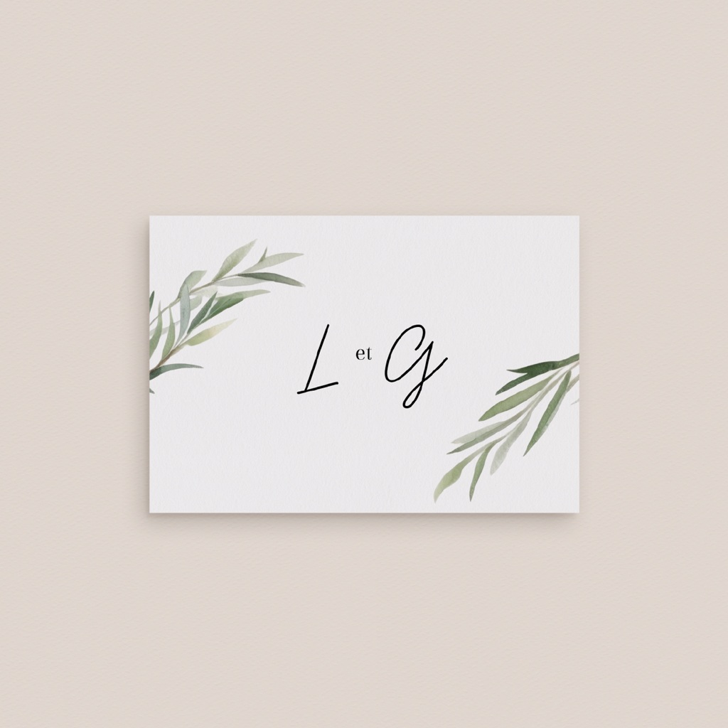 Marque-place mariage Feuillage d'olivier