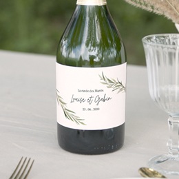 Etiquette bouteille mariage Feuillage d'olivier