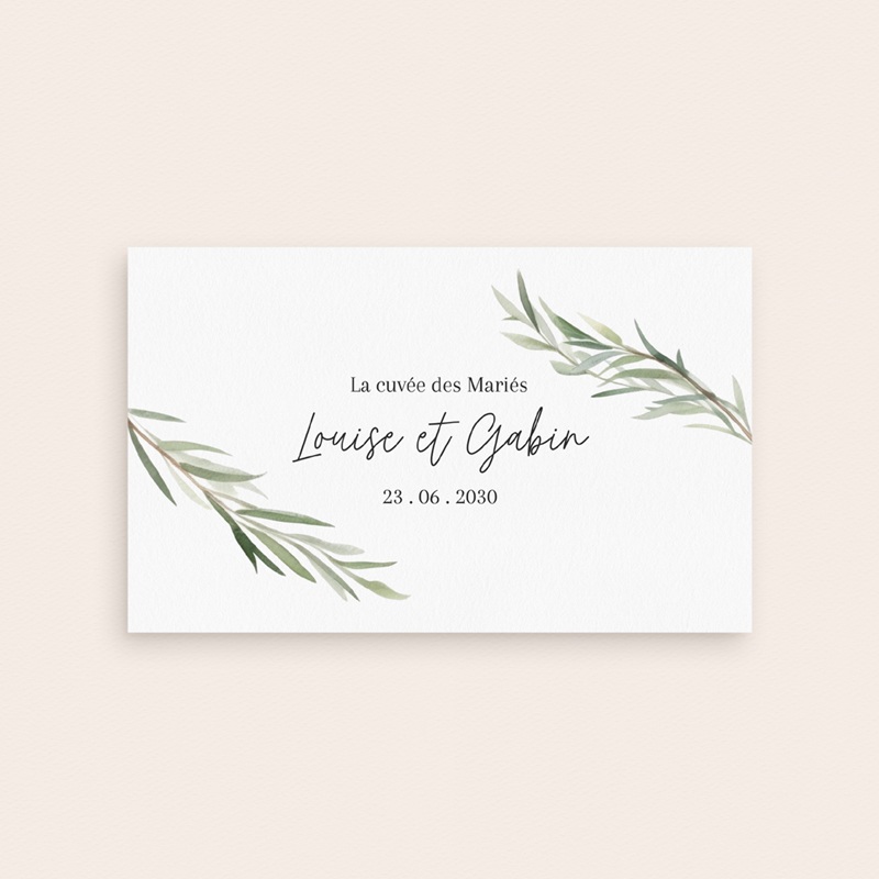 Etiquette bouteille mariage Feuillage d'olivier pas cher