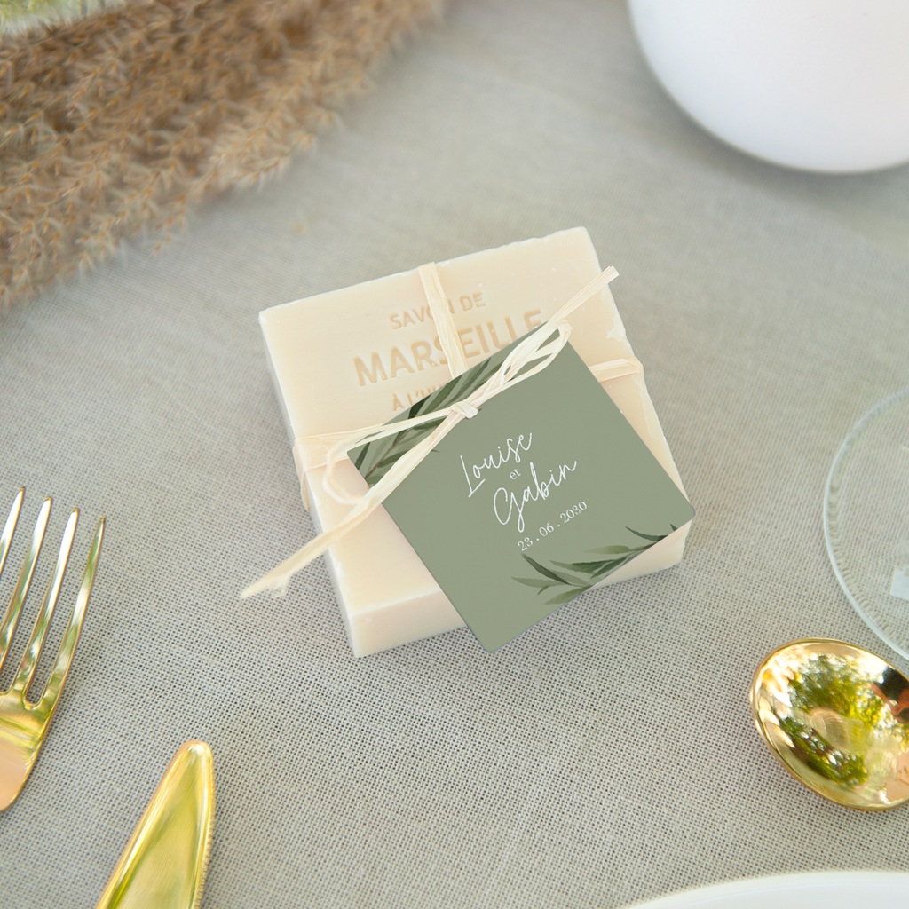 Etiquettes cadeaux mariage Feuillage d'olivier