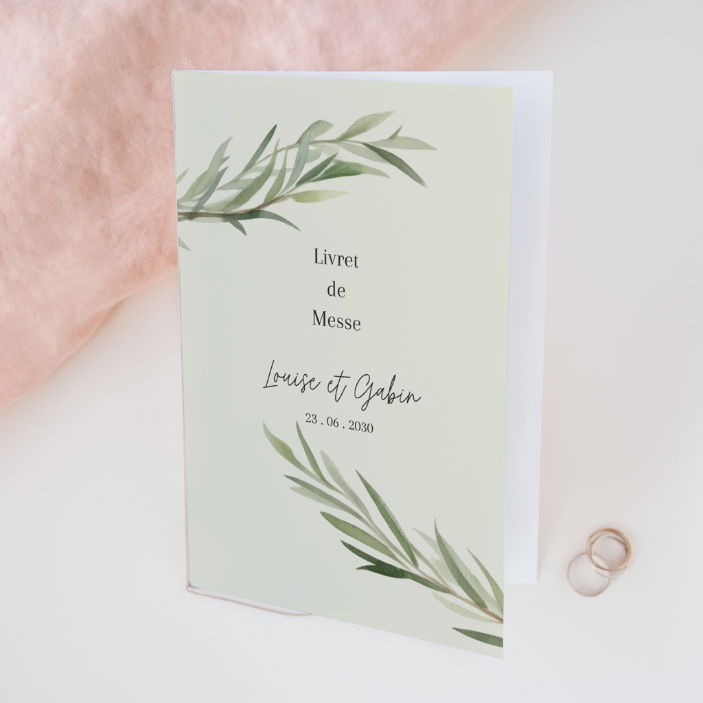 Livret de messe mariage Feuillage d'olivier