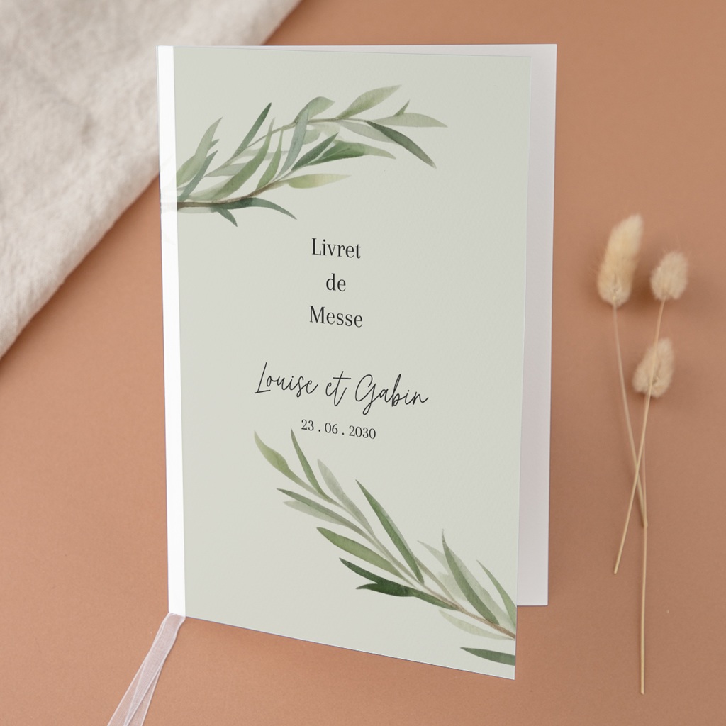 Livret de messe mariage Feuillage d'olivier