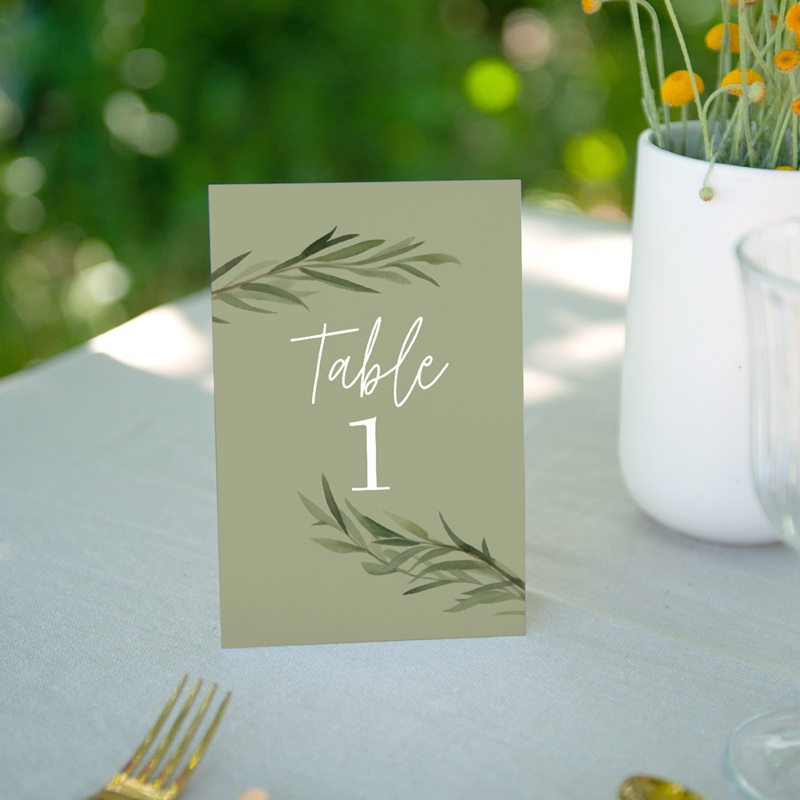 Marque table mariage Feuillage d'olivier