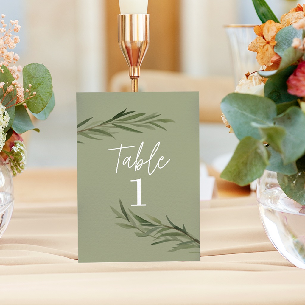 Marque table mariage Feuillage d'olivier