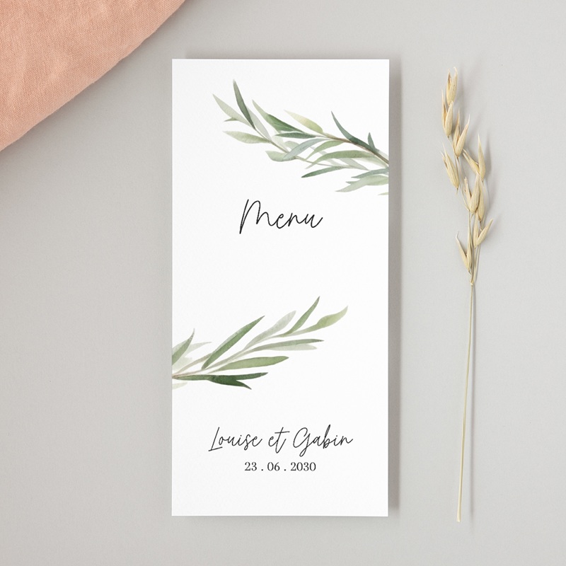 Menu mariage Feuillage d'olivier