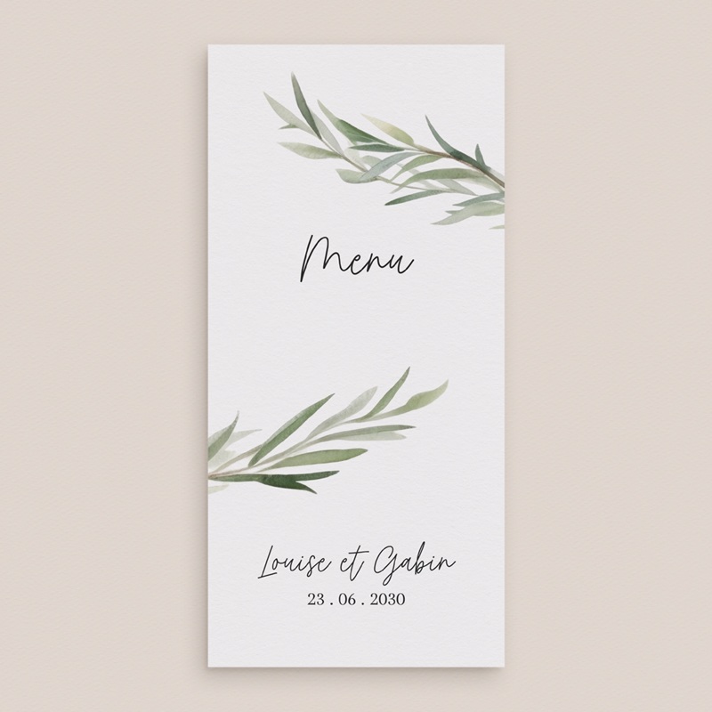 Menu mariage Feuillage d'olivier gratuit