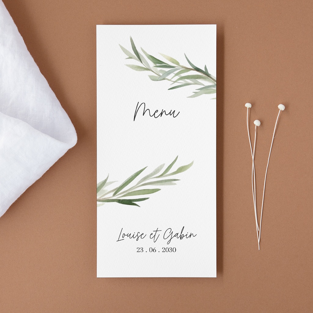 Menu mariage Feuillage d'olivier