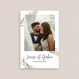 Carte de remerciement mariage Feuillage d'olivier