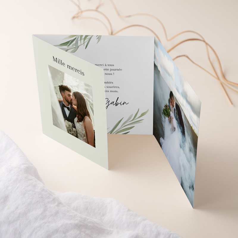 Carte de remerciement mariage Feuillage d'olivier