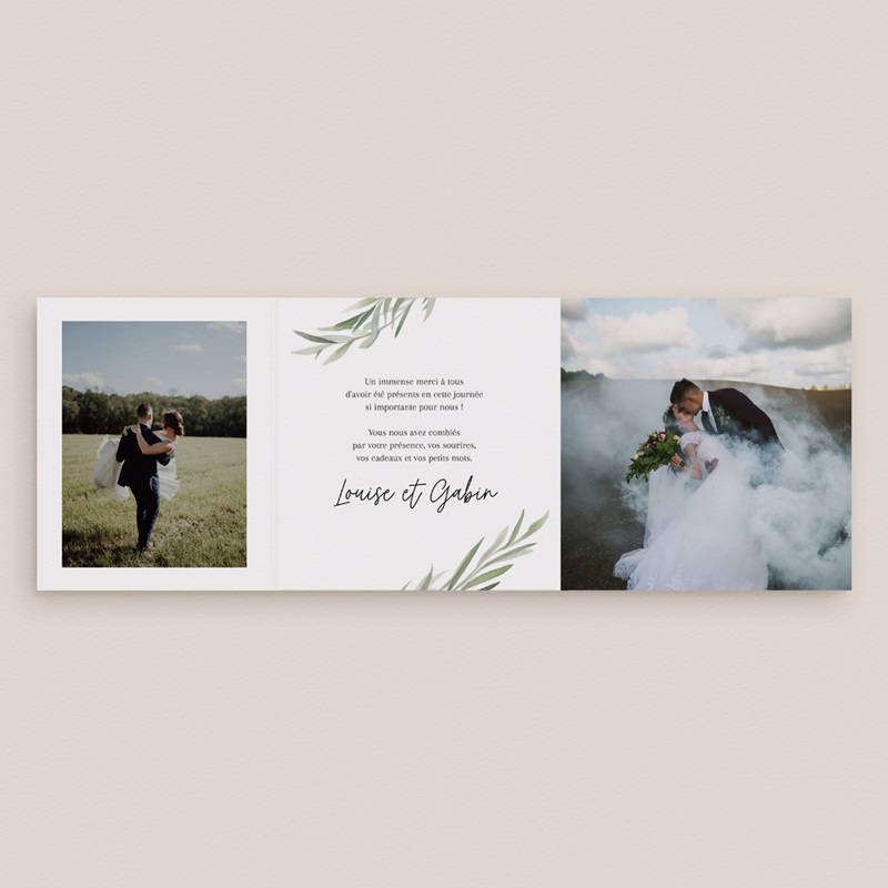 Carte de remerciement mariage Feuillage d'olivier pas cher