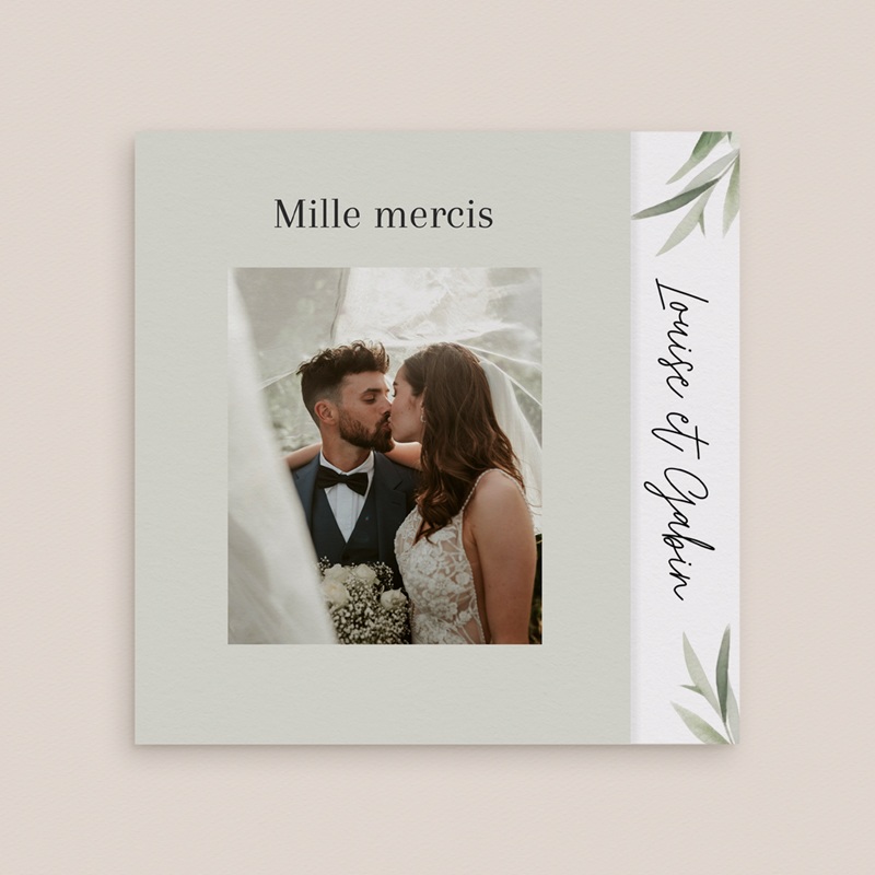 Carte de remerciement mariage Feuillage d'olivier