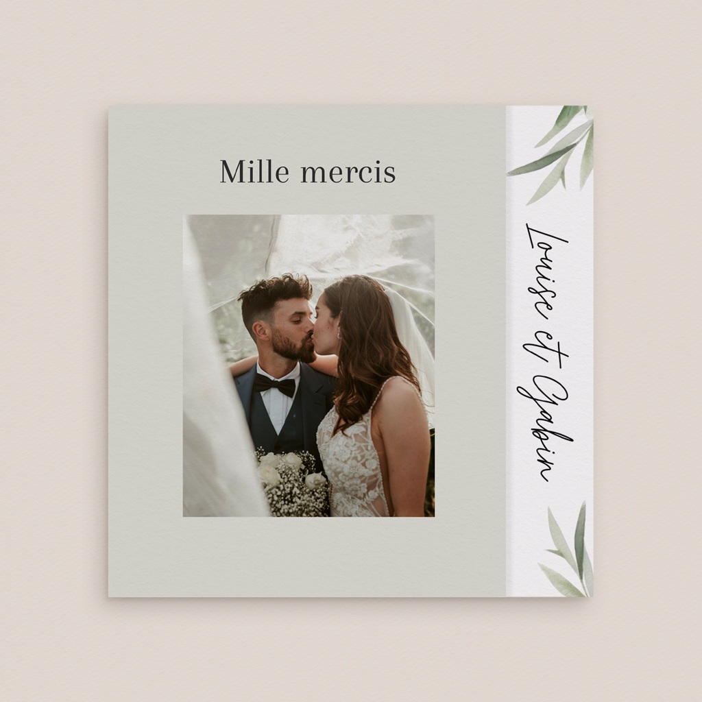 Carte de remerciement mariage Feuillage d'olivier