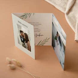 Carte de remerciement mariage Feuillage d'olivier