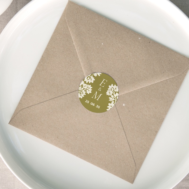 Etiquette enveloppes mariage Golden Garden