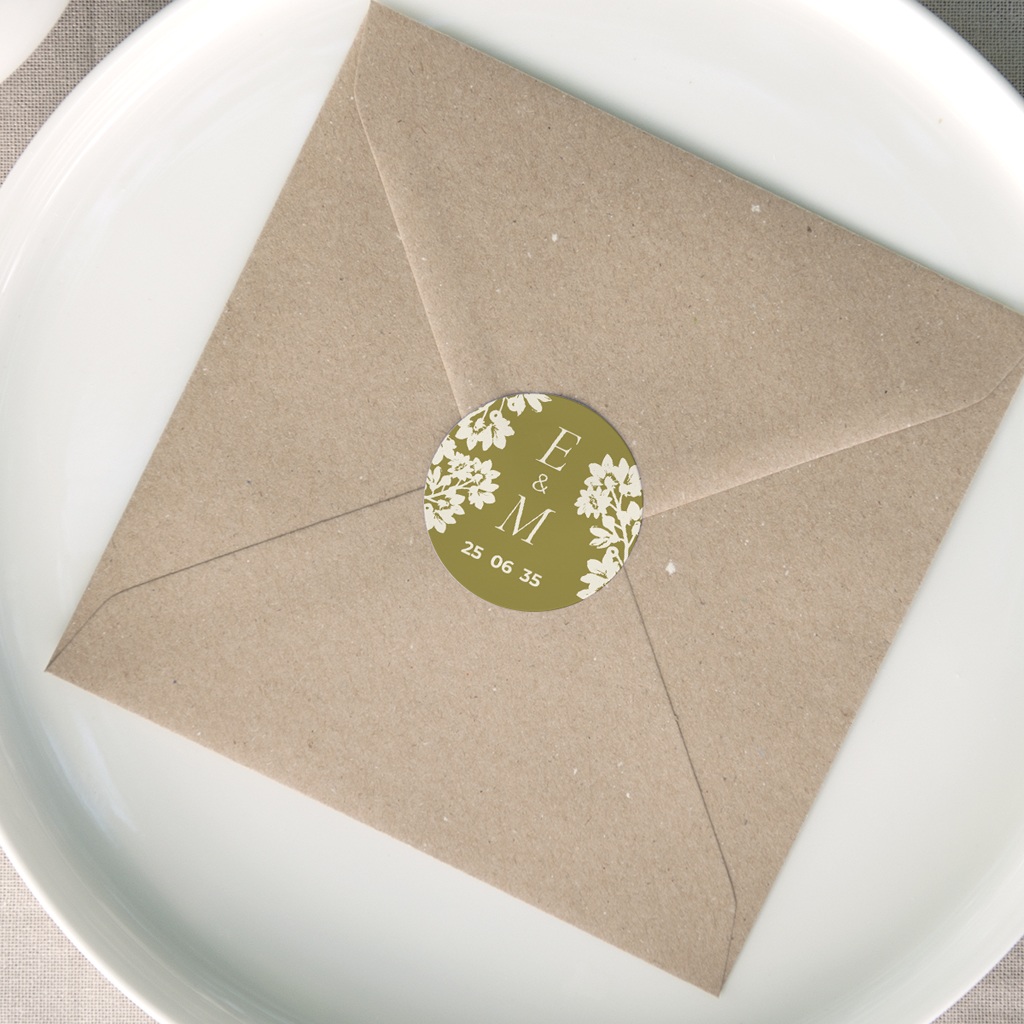 Etiquette enveloppes mariage Golden Garden