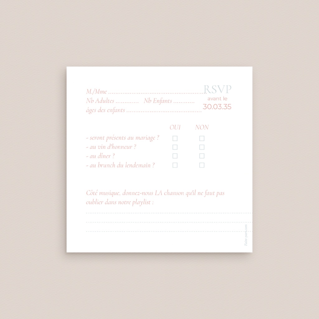 Carton réponse mariage Golden Garden pas cher