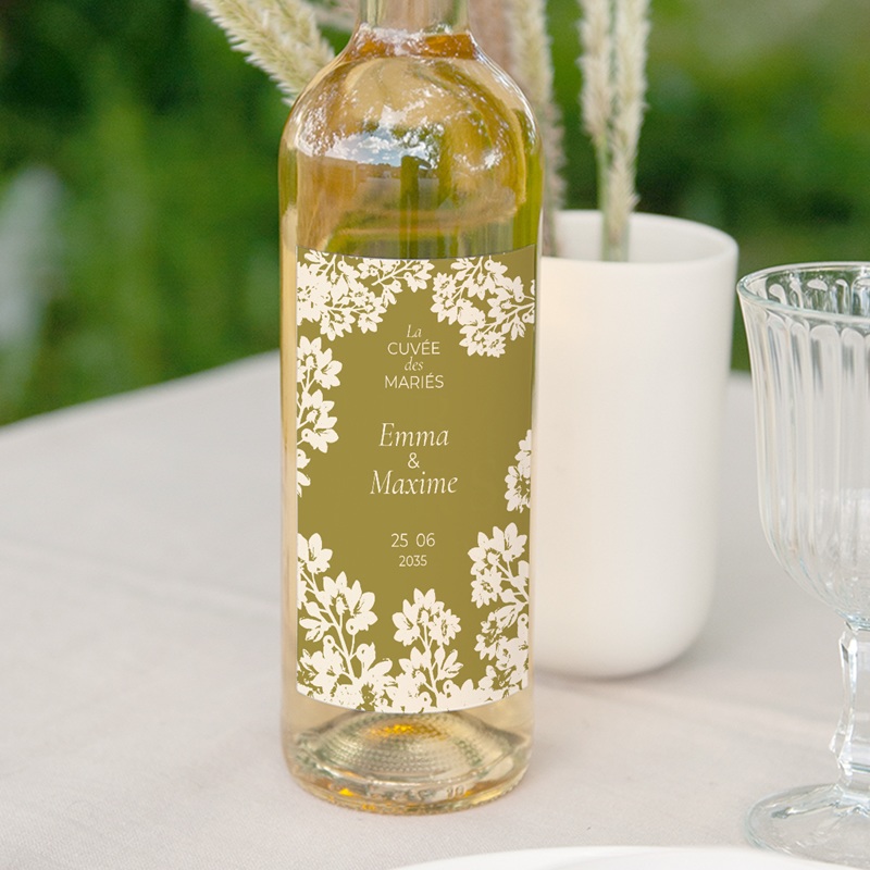 Etiquette bouteille mariage Golden Garden