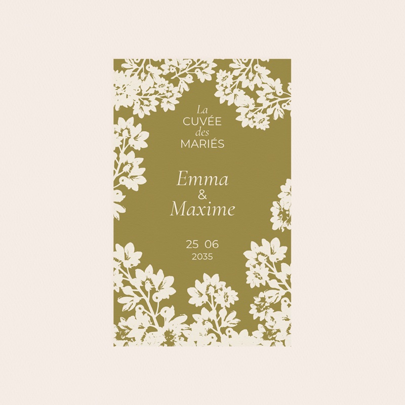 Etiquette bouteille mariage Golden Garden pas cher