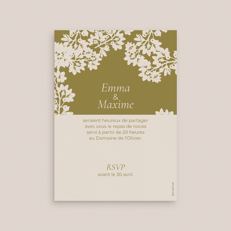 Carte d'invitation mariage Golden Garden pas cher