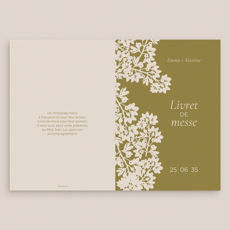 Livret de messe mariage Golden Garden gratuit