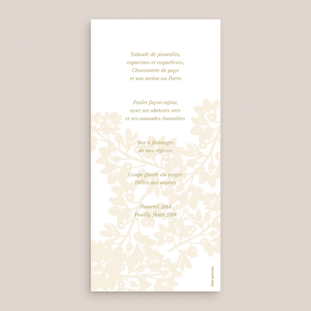 Menu mariage Golden Garden pas cher