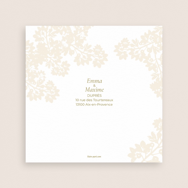 Carte de remerciement mariage Golden Garden