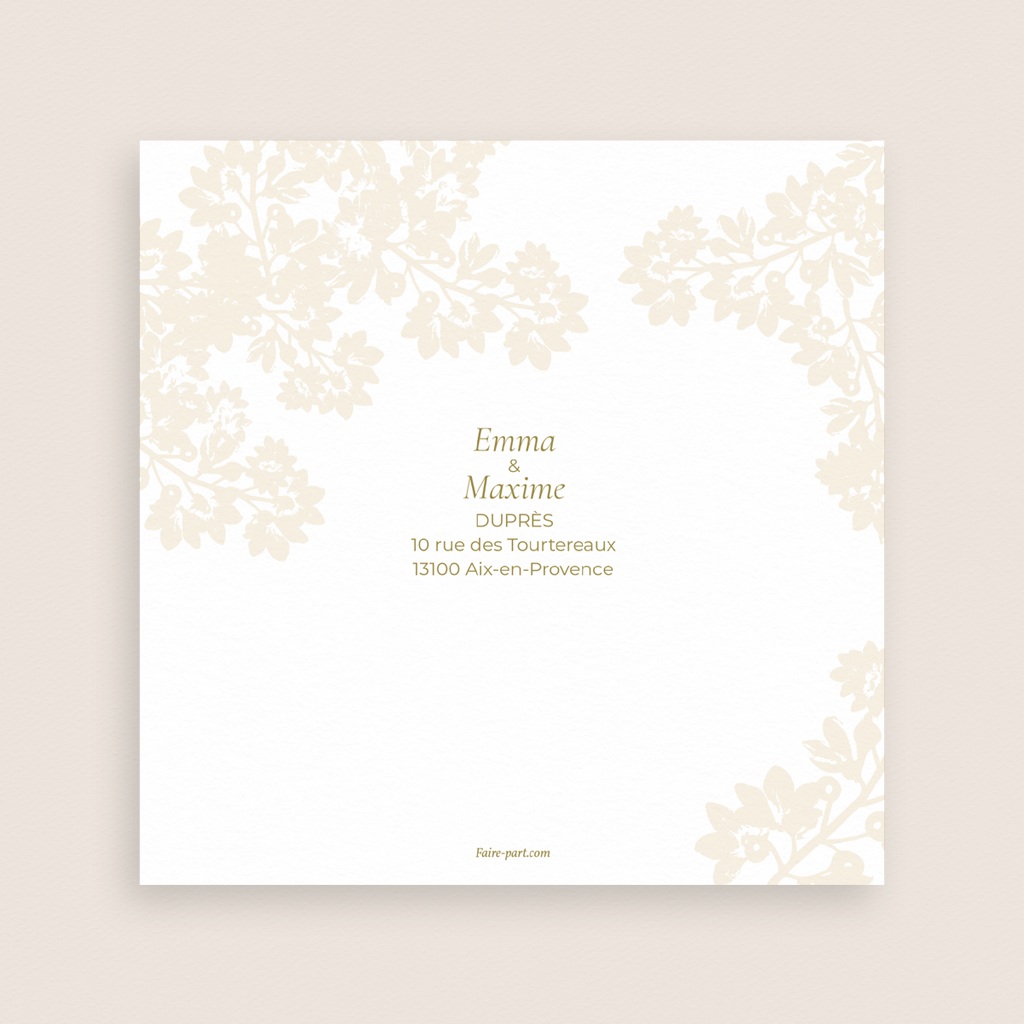 Carte de remerciement mariage Golden Garden