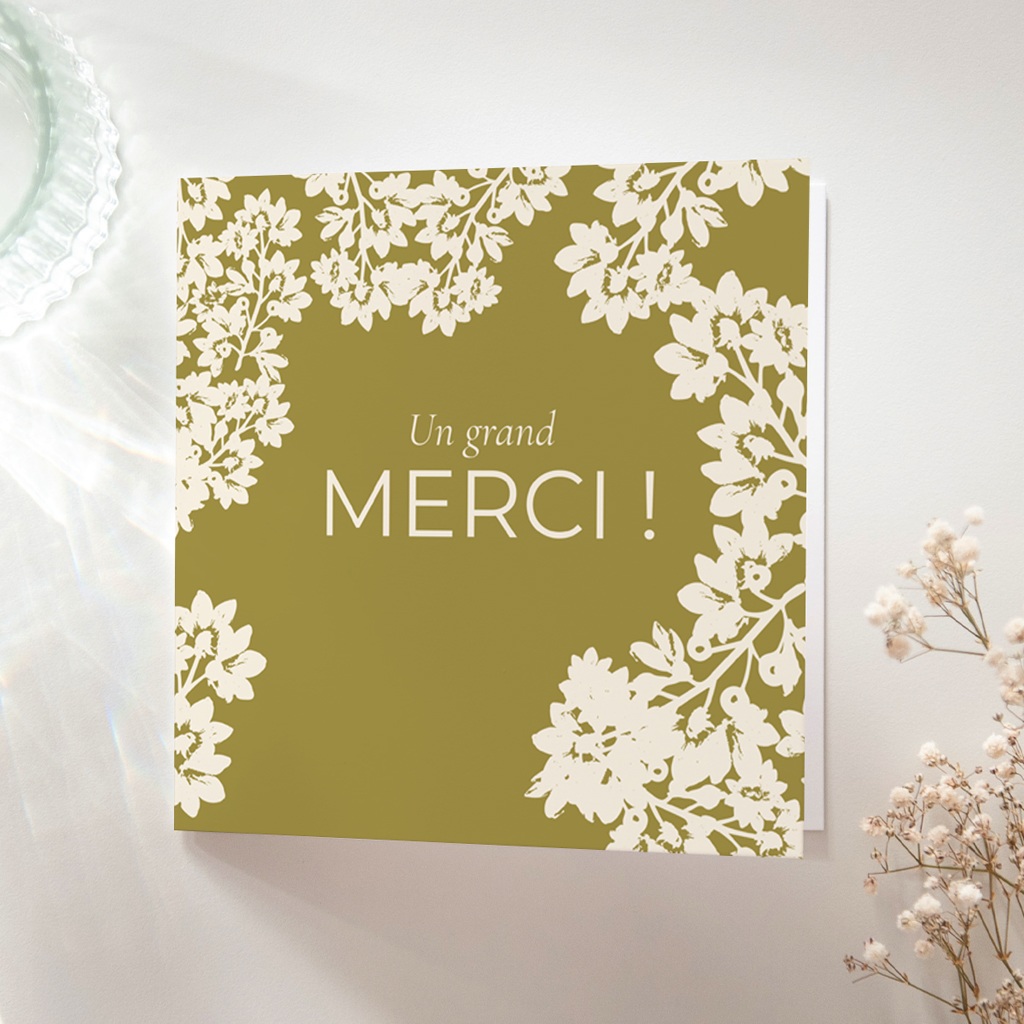 Carte de remerciement mariage Golden Garden